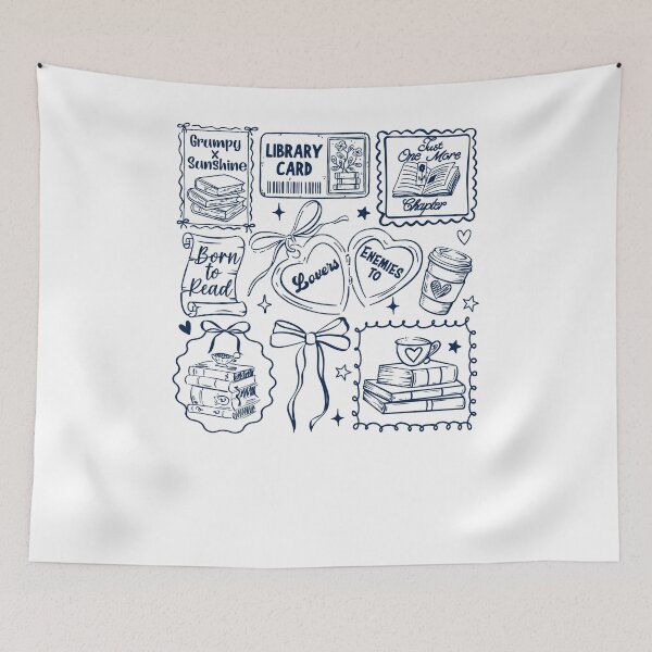 Item preview, Bookworm Aesthetic Doodles designed and sold by krystalRomanart.