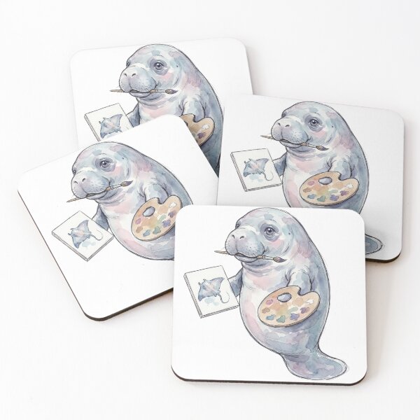 Item preview, Watercolor Manatee Artist Print Wildlife Illustration designed and sold by Tranquillatee.