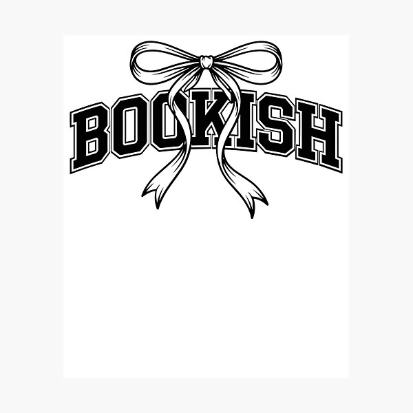 Item preview, Bookish Varsity Text With Coquette Ribbon Bow designed and sold by krystalRomanart.
