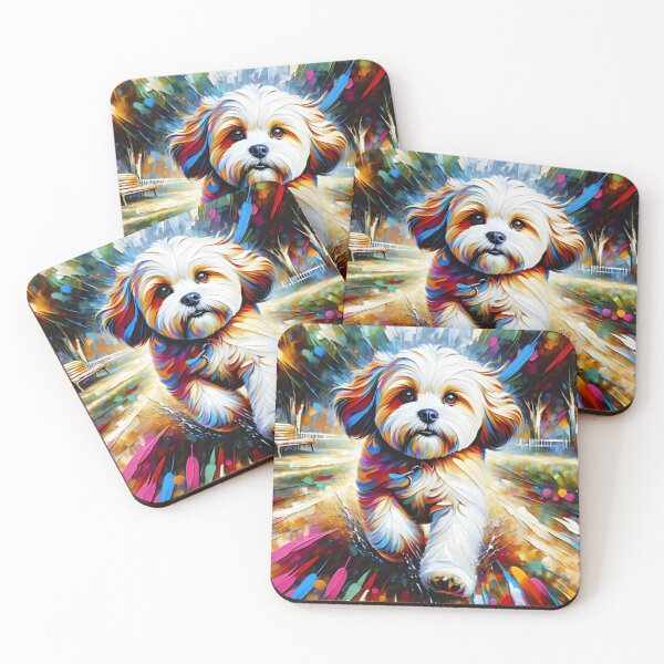Item preview, Sable and White Cavachon Acrylic Art Teddy Bear Dog Portrait designed and sold by Puppy Puzzles Plus.