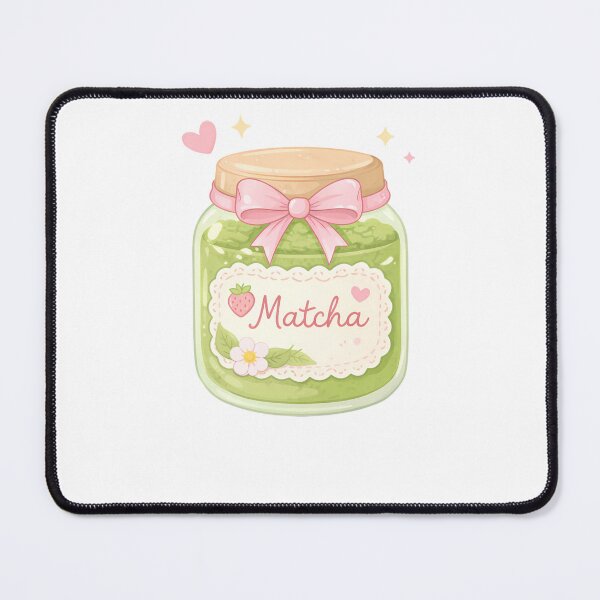 Item preview, Aesthetic Matcha Strawberry Jam Jar With Ribbon designed and sold by krystalRomanart.