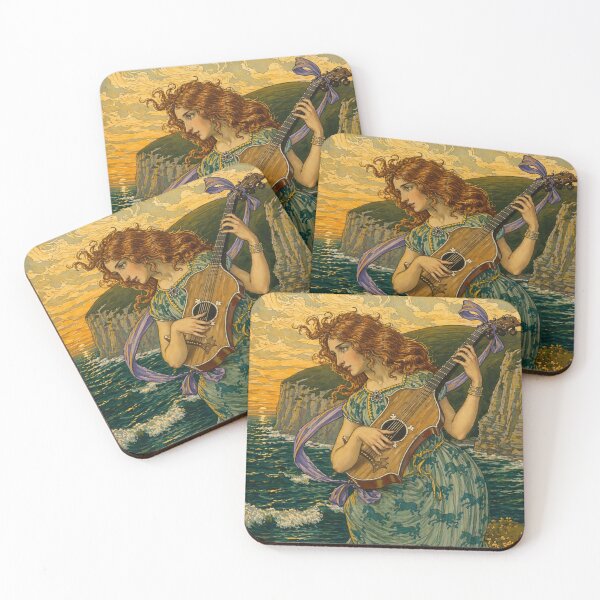 Item preview, Art Nouveau Music Illustration Vintage Woman Playing Lute for Art Lovers designed and sold by RickE.