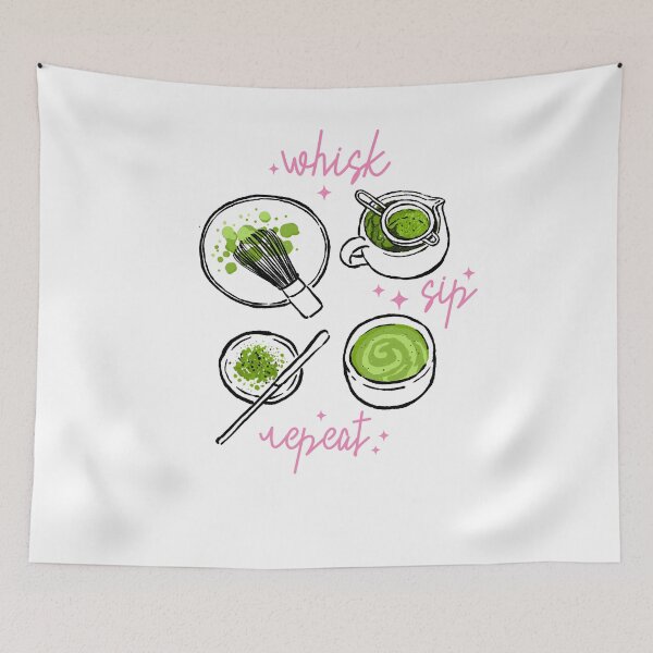 Item preview, Whisk Sip Repeat Matcha Preparation Ritual Illustration designed and sold by krystalRomanart.