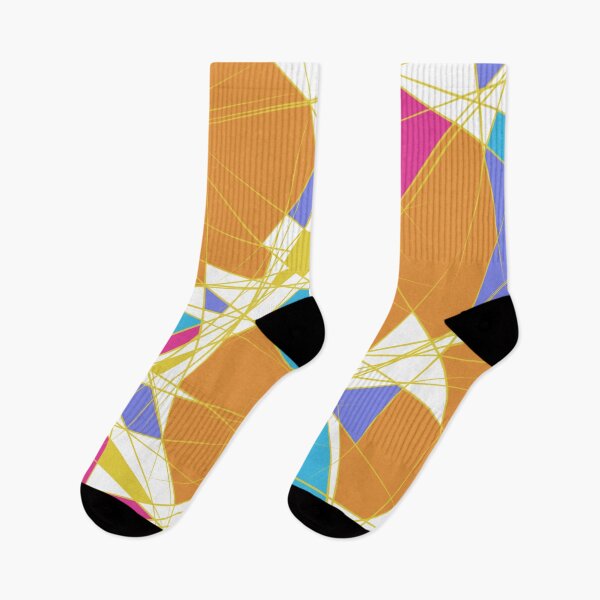 Item preview, Geometric Abstract Art – Colorful polygons with gold and yellow lines on white | Modern abstract design, hand-designed designed and sold by Susanna Schorr.