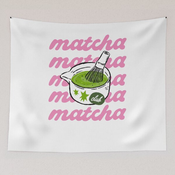 Item preview, Retro Matcha Club Pink Typography Bowl And Whisk designed and sold by krystalRomanart.