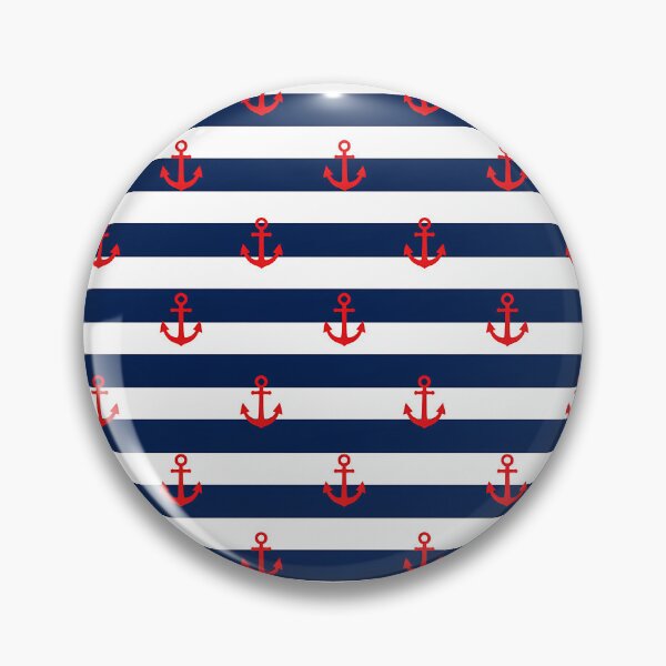 Item preview, Nautical Stripes Red Anchor Pattern Navy Coastal Design designed and sold by AnnSign.