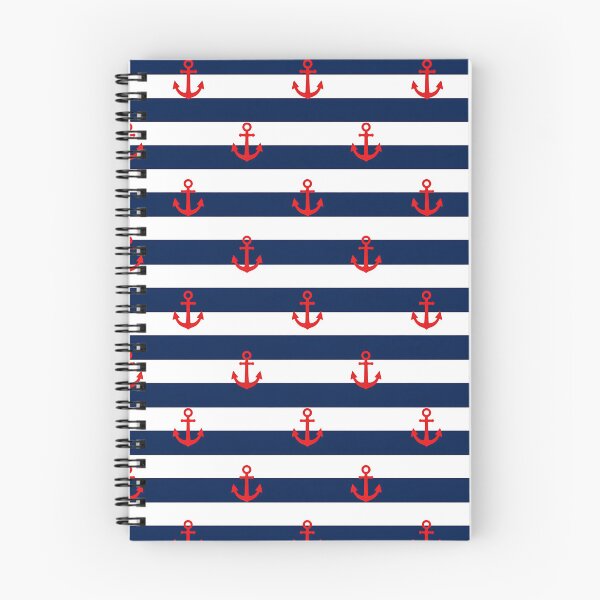 Item preview, Nautical Stripes Red Anchor Pattern Navy Coastal Design designed and sold by AnnSign.