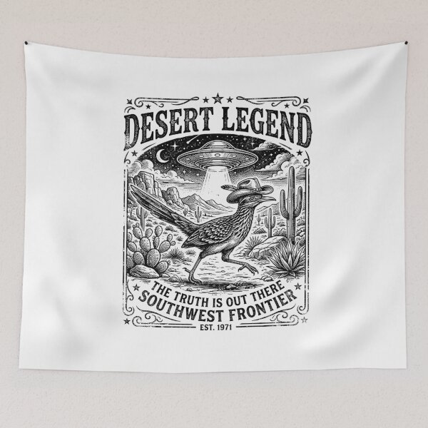 Item preview, Desert Legend Roadrunner UFO Southwest Frontier Cowboy Bird Alien designed and sold by graphixpolash.