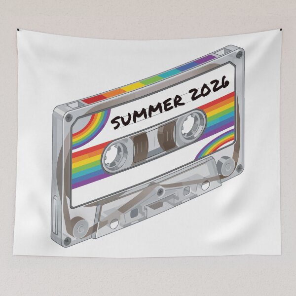 Item preview, Retro Rainbow Cassette Tape – “Summer 2026” Vintage Mixtape Design designed and sold by thebigleebowski.
