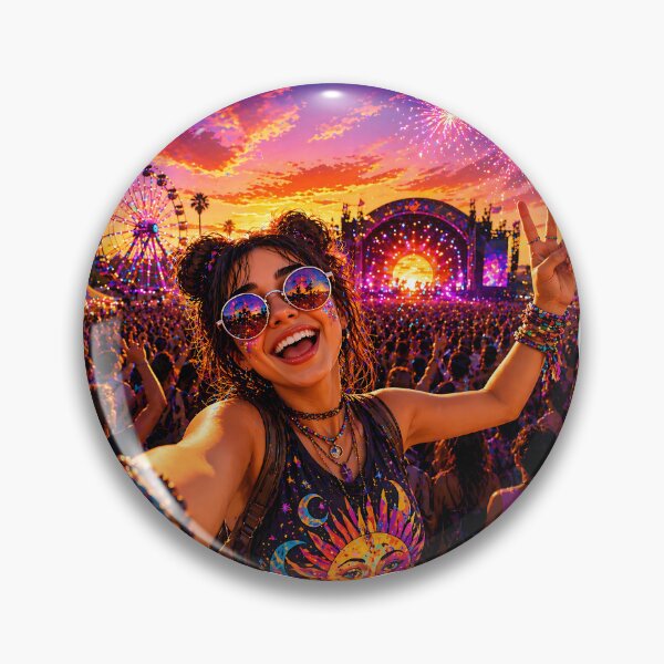 Item preview, Festival Selfie Girl – Sunset Concert Rave Vibes Neon Party Art designed and sold by Digital Culture Studio.