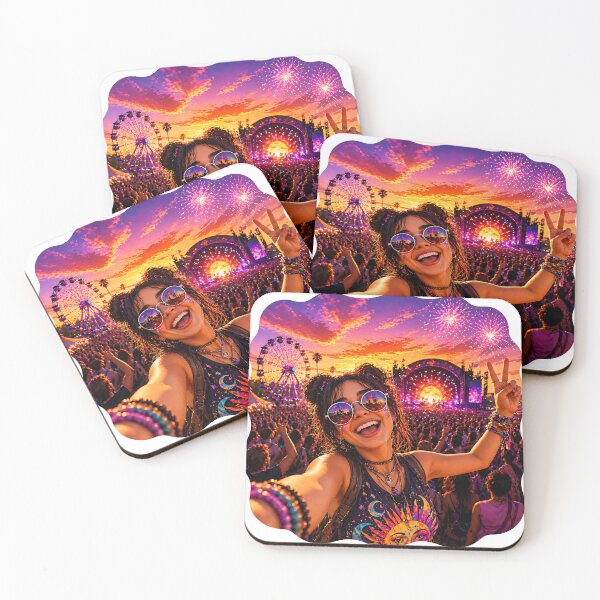 Item preview, Festival Selfie Girl – Sunset Concert Rave Vibes Neon Party Art designed and sold by Digital Culture Studio.