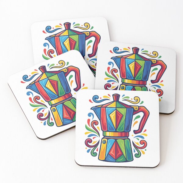 Item preview, Colorful Geometric Moka Pot – Vibrant Espresso Maker Illustration designed and sold by thebigleebowski.