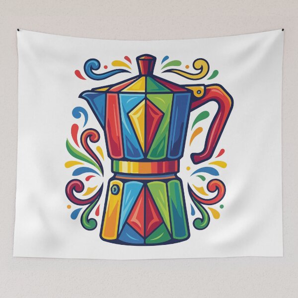 Item preview, Colorful Geometric Moka Pot – Vibrant Espresso Maker Illustration designed and sold by thebigleebowski.