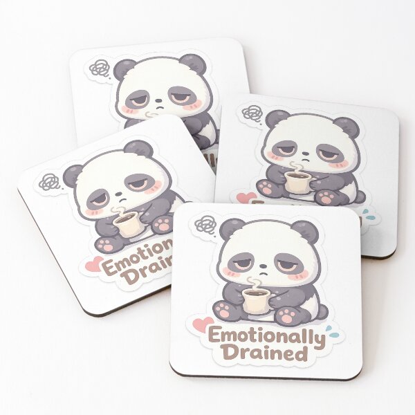 Item preview, Tired Panda Coffee Sticker “Emotionally Drained” Cute Pastel Burnout Meme designed and sold by VibrantArtful7.