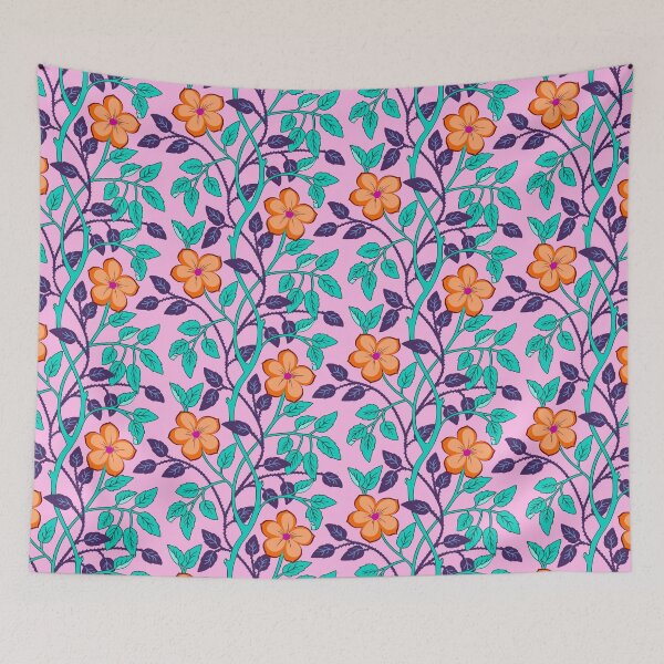 Item preview, Colorful climbing flower vines in pink designed and sold by Jennifer Ladd.