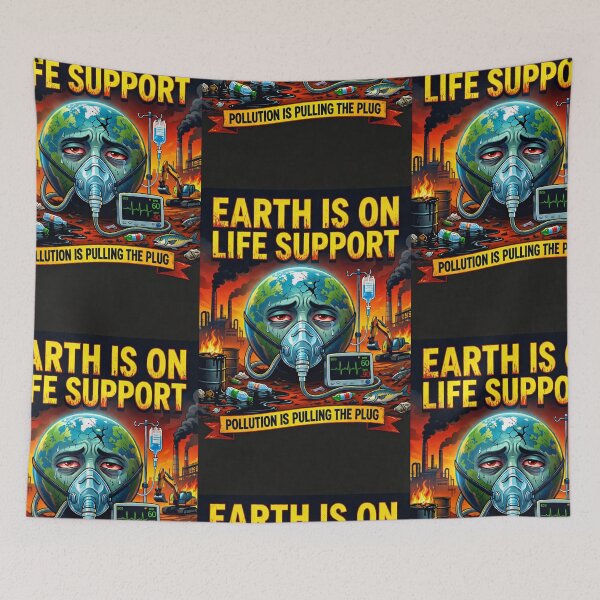 Item preview, Earth On Life Support Pollution Warning Design designed and sold by ArtComixHaven.