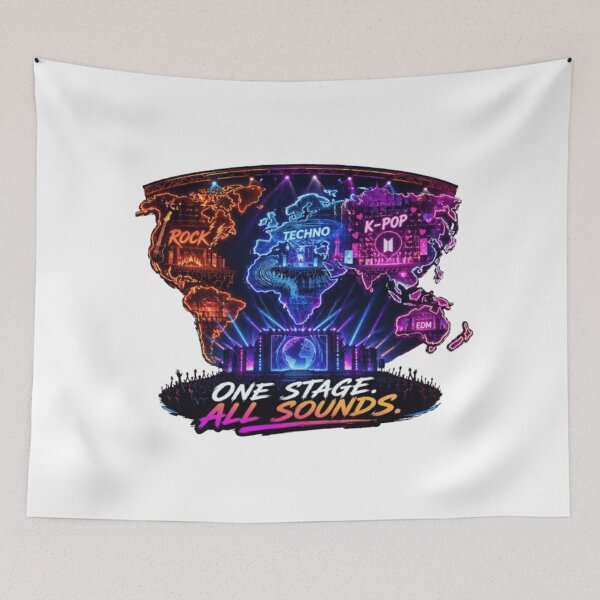 Item preview, One Stage All Sounds World Festival T-Shirt | Global Music Map Neon Concert Graphic designed and sold by Line-Mood1⭐️⭐️⭐️⭐️⭐️.