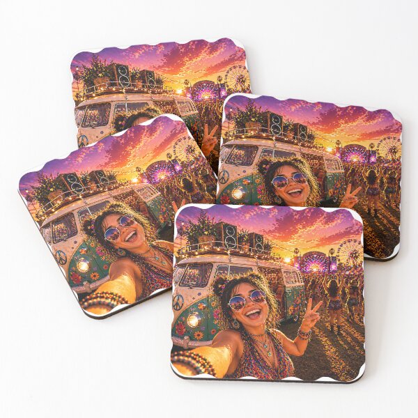 Item preview, Festival Van Selfie – Sunset Music Party Hippie Camper Neon Art designed and sold by Digital Culture Studio.