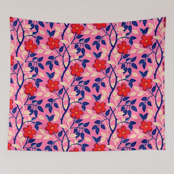 Item preview, Colorful climbing red flower vines  designed and sold by Jennifer Ladd.