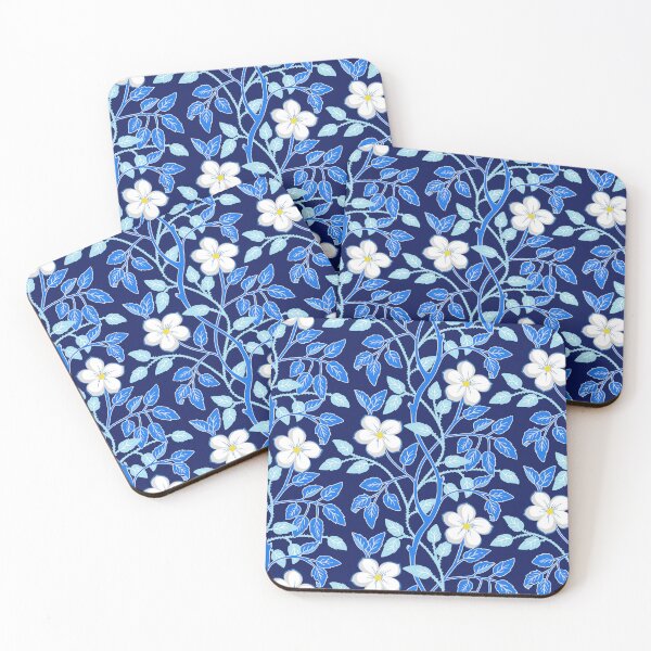 Item preview, Blue climbing flower vines designed and sold by Jennifer Ladd.