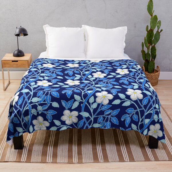Item preview, Blue climbing flower vines designed and sold by Jennifer Ladd.