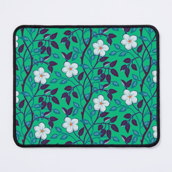 Item preview, Climbing flower vines on teal green designed and sold by Jennifer Ladd.