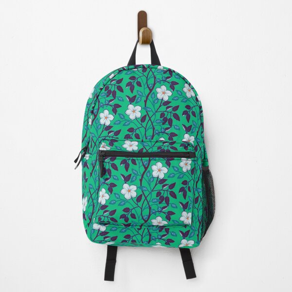 Item preview, Climbing flower vines on teal green designed and sold by Jennifer Ladd.