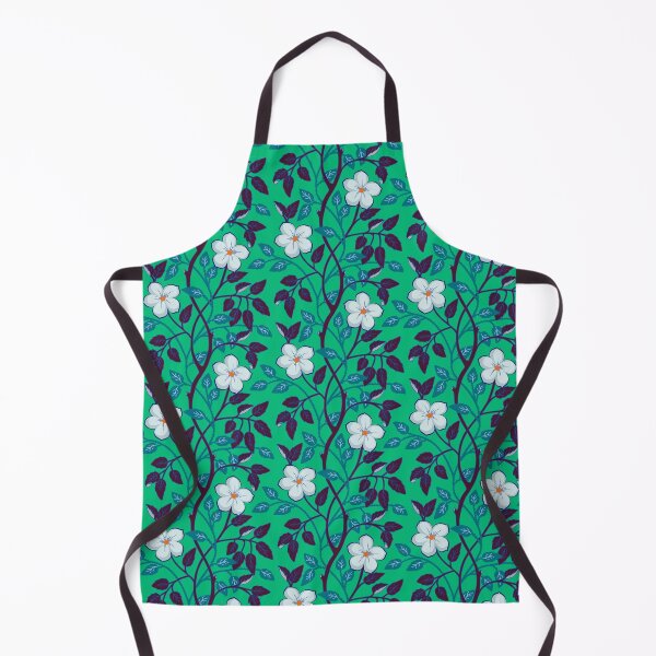 Item preview, Climbing flower vines on teal green designed and sold by Jennifer Ladd.