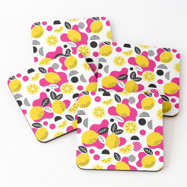 Item preview, Modern Lemon Pattern Grey Pink Yellow designed and sold by FunnyTeeByMe.