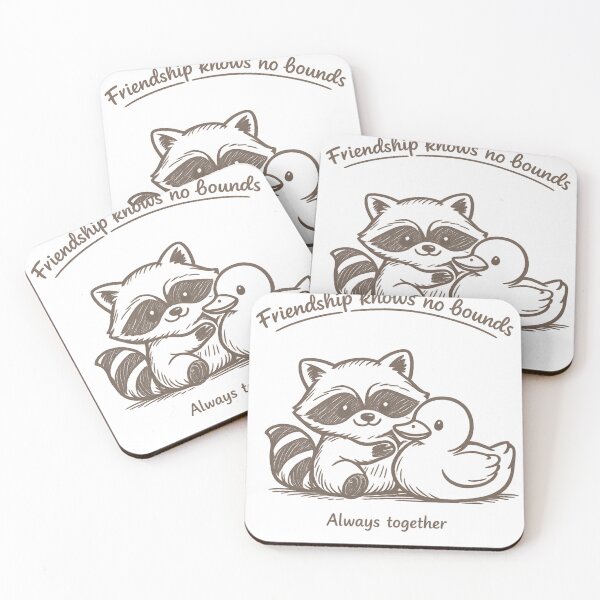 Item preview, raccoon and duck friendship illustration  designed and sold by Sigma Data.