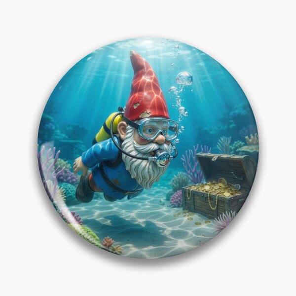 Item preview, Scuba Gnome Guards a Sunken Treasure Chest designed and sold by Tridentulus.