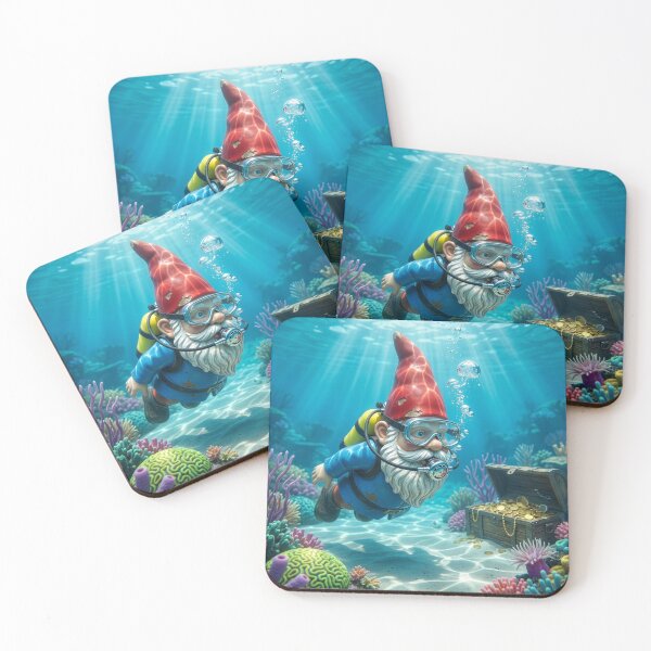 Item preview, Scuba Gnome Guards a Sunken Treasure Chest designed and sold by Tridentulus.