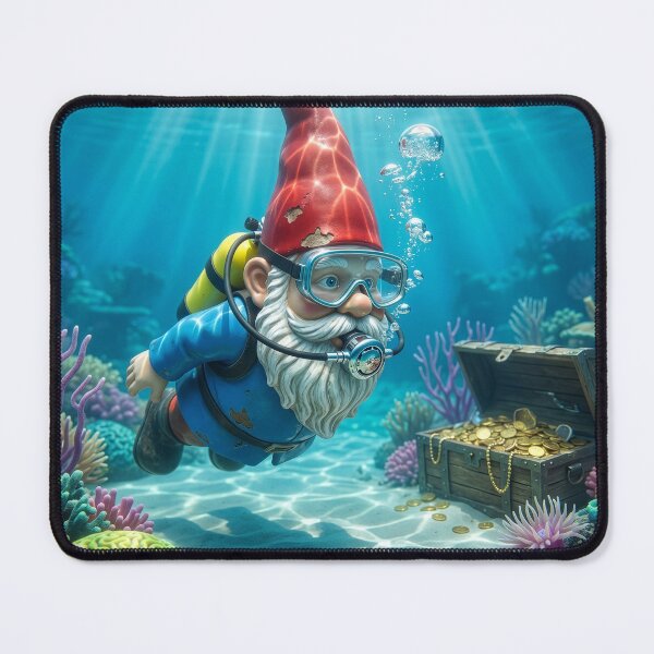 Item preview, Scuba Gnome Guards a Sunken Treasure Chest designed and sold by Tridentulus.