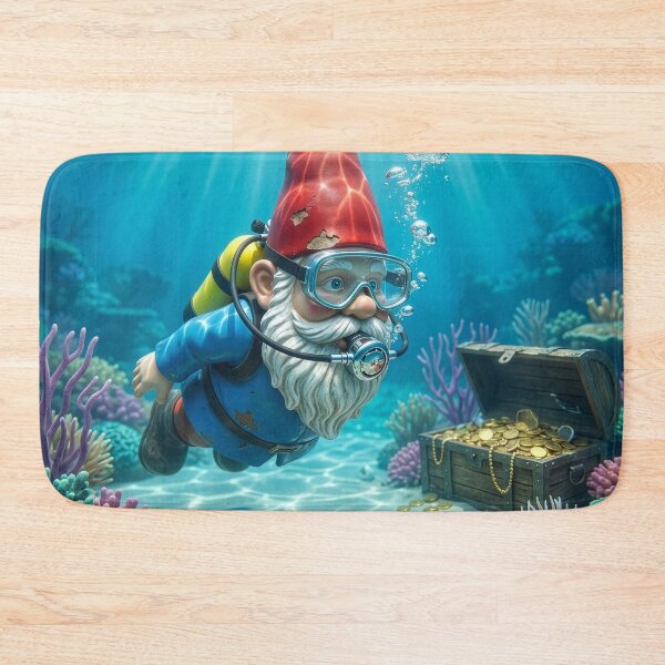 Item preview, Scuba Gnome Guards a Sunken Treasure Chest designed and sold by Tridentulus.