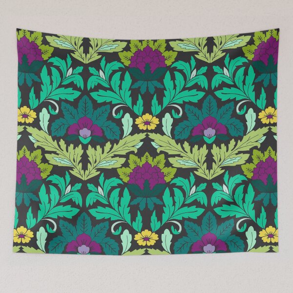 Item preview, Bold floral damask in dreamy purple and green designed and sold by Jennifer Ladd.