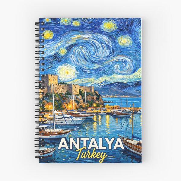 Item preview, Antalya Turkey Starry Night Marina Coastal Art designed and sold by JessArty ⭐⭐⭐⭐⭐.