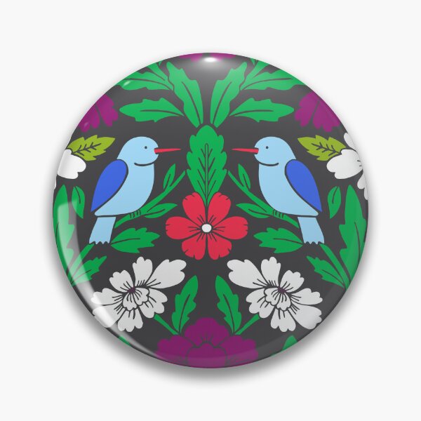 Item preview, Birds and flowers in a colorful damask  designed and sold by Jennifer Ladd.