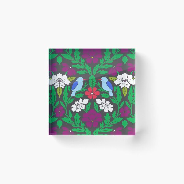 Item preview, Birds and flowers in a colorful damask  designed and sold by Jennifer Ladd.