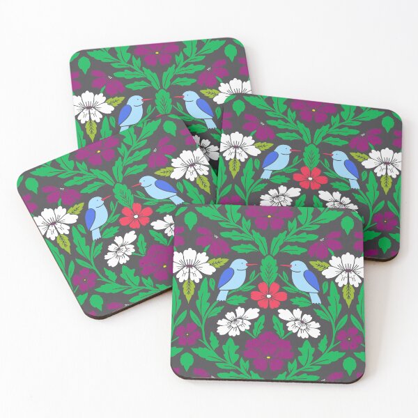 Item preview, Birds and flowers in a colorful damask  designed and sold by Jennifer Ladd.