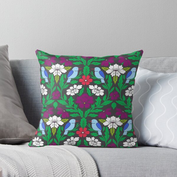 Item preview, Birds and flowers in a colorful damask  designed and sold by Jennifer Ladd.