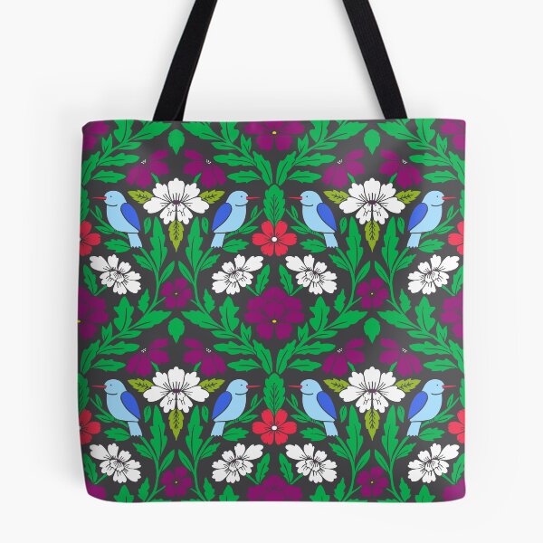 Item preview, Birds and flowers in a colorful damask  designed and sold by Jennifer Ladd.