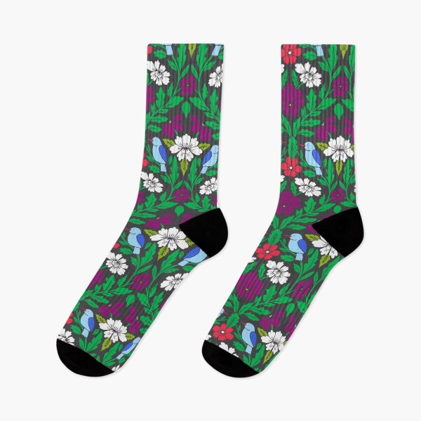 Item preview, Birds and flowers in a colorful damask  designed and sold by Jennifer Ladd.