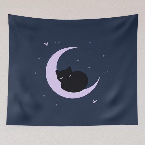 Item preview, Black Cat Crescent Moon Sticker Witchy Celestial Cat Gift for Cat Lovers designed and sold by PawsAndWhimsy.