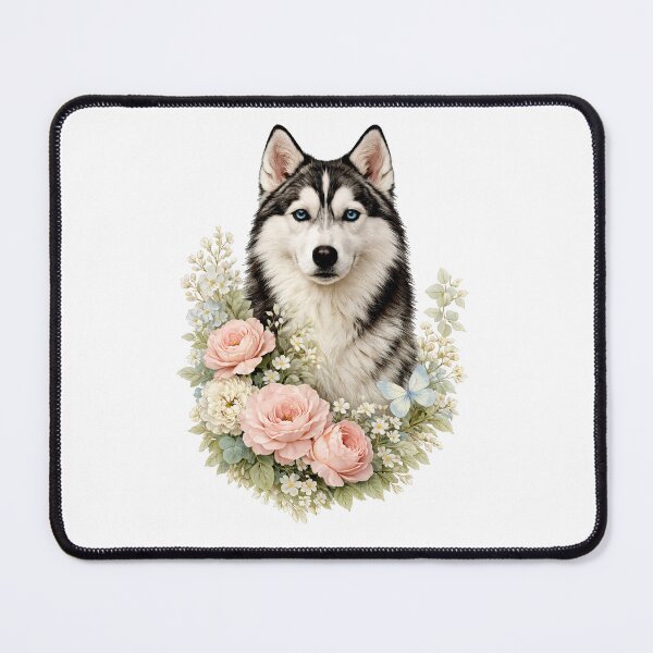 Item preview, Siberian Husky Floral Portrait designed and sold by Liededrom..