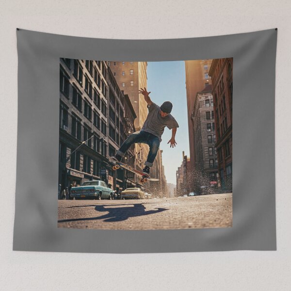 Item preview, Skateboarder on a City Street  designed and sold by MorningFive.