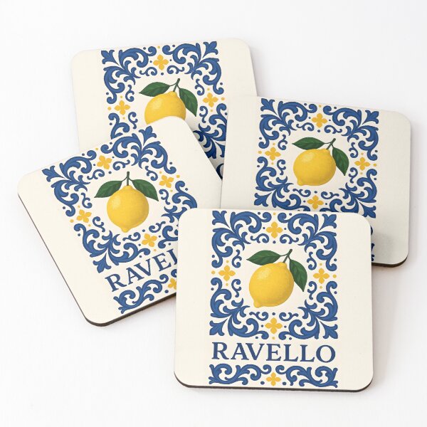 Item preview, Ravello Amalfi Coast – Italian Lemon Blue Tile Pattern Design designed and sold by EmeraldeaArt.