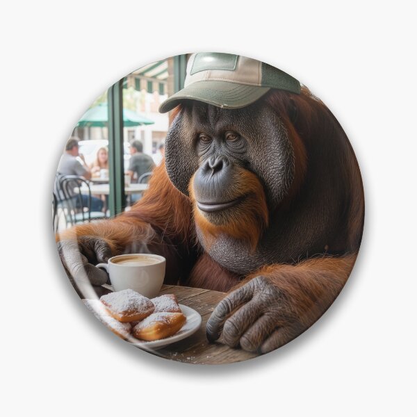 Item preview, Orangutan Loves Beignets and Coffee in French Quarter designed and sold by Tridentulus.
