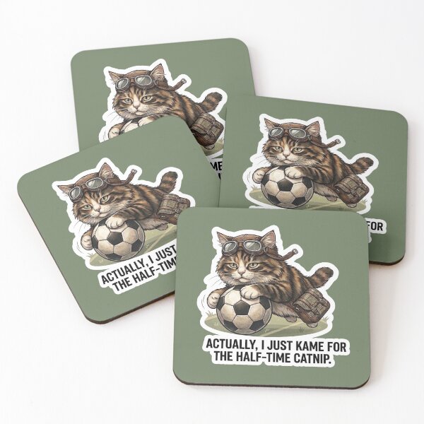 Item preview, Funny Soccer Cat Half-time Catnip Meme Design designed and sold by Serene Whiskers.