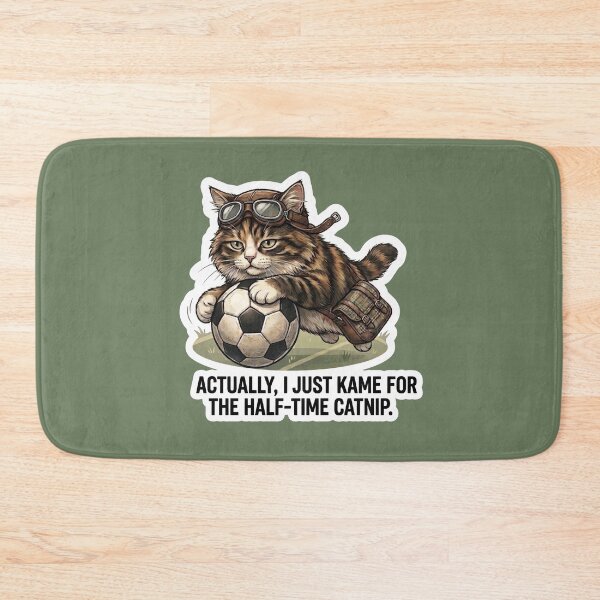 Item preview, Funny Soccer Cat Half-time Catnip Meme Design designed and sold by Serene Whiskers.