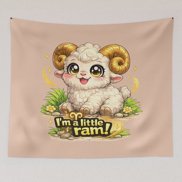 Item preview, Funny Cute Aries Ram Big Eyes Kawaii Zodiac Cartoon I’m a Little Ram designed and sold by StickyDelights.